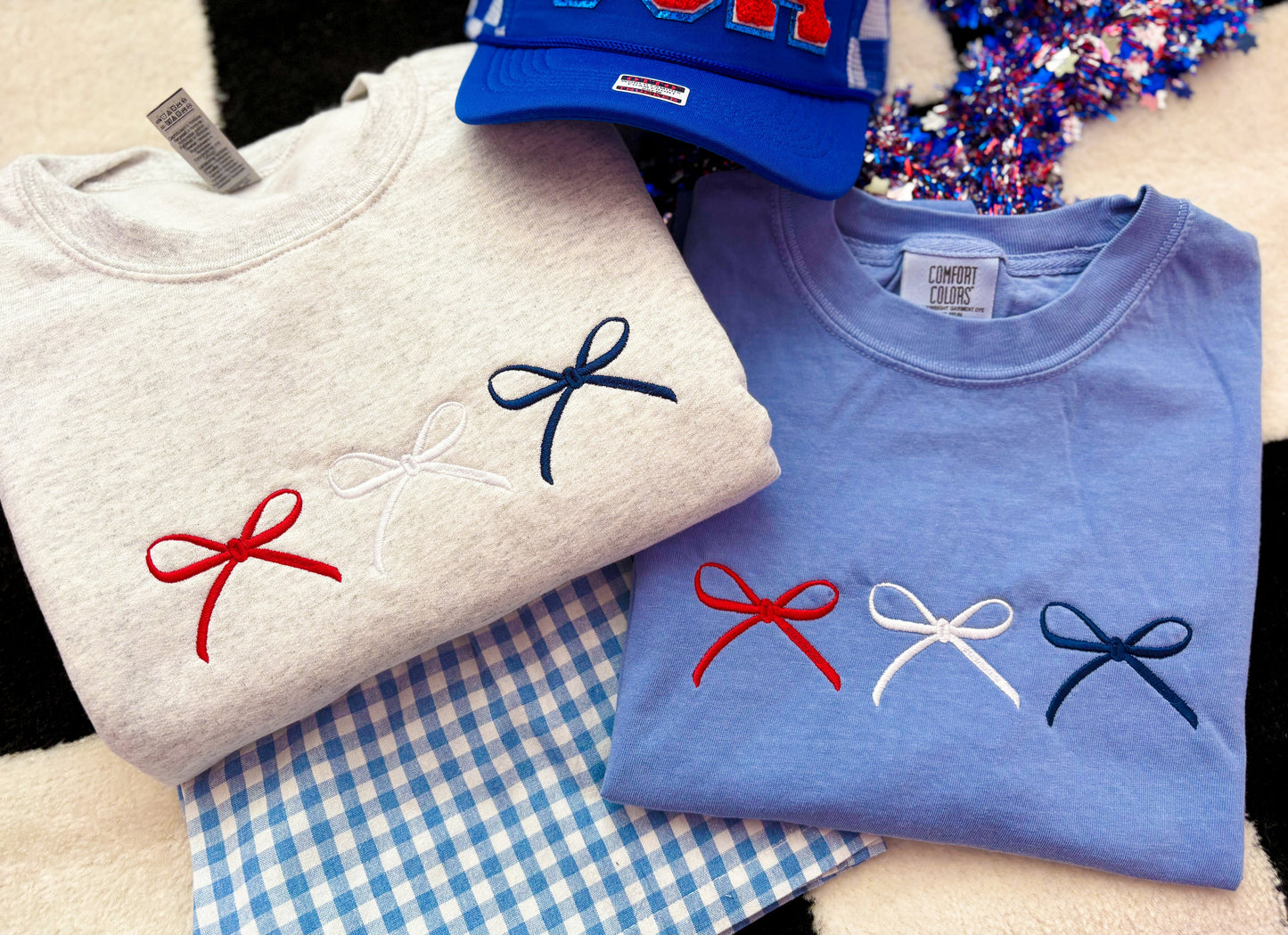 4th of July Embroidered Comfort Colors Crewneck Sweatshirt