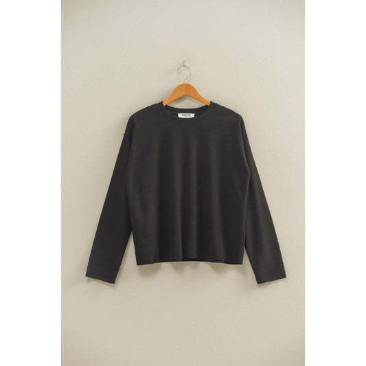 Reverse Seam Long Sleeve Top / Black