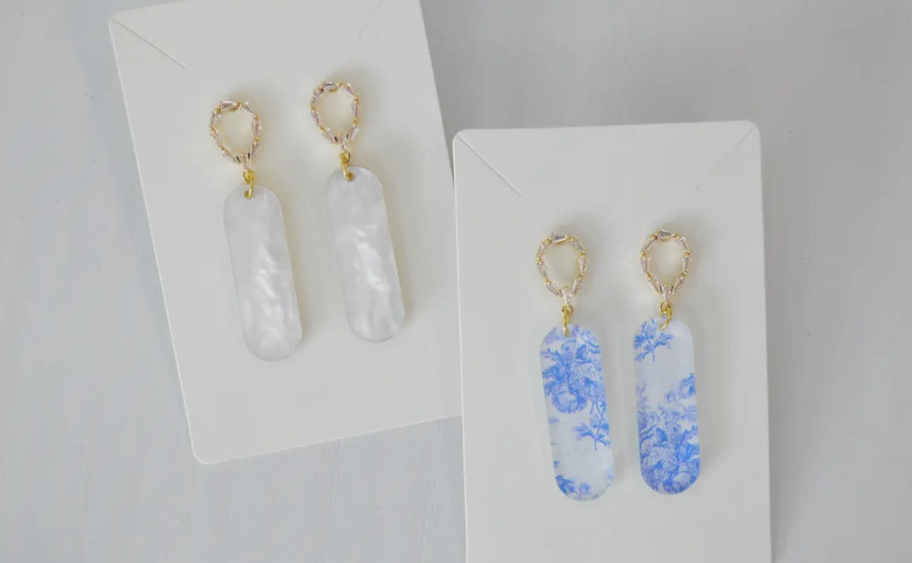 Long Oval Dangle Earrings