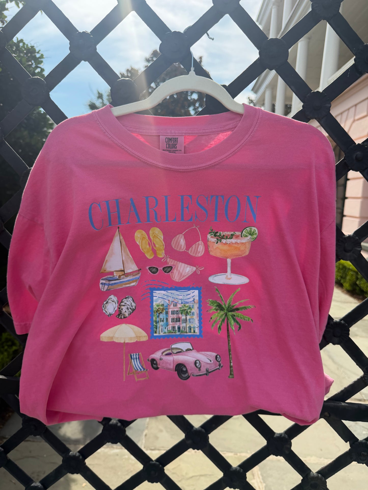 Pink Palmetto Paradise Graphic Tee - Pink