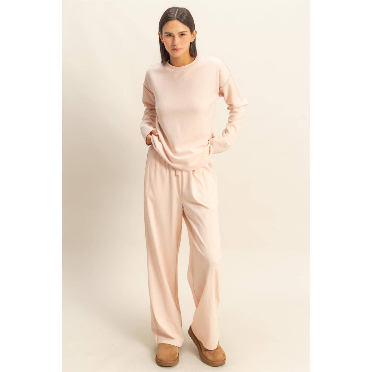 Reverse Seam Long Sleeve Top / Black