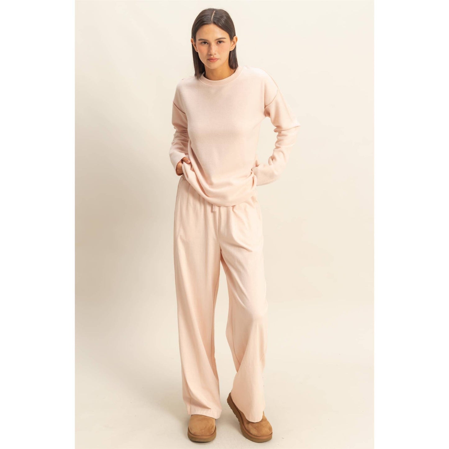 Reverse Seam Long Sleeve Top / Black