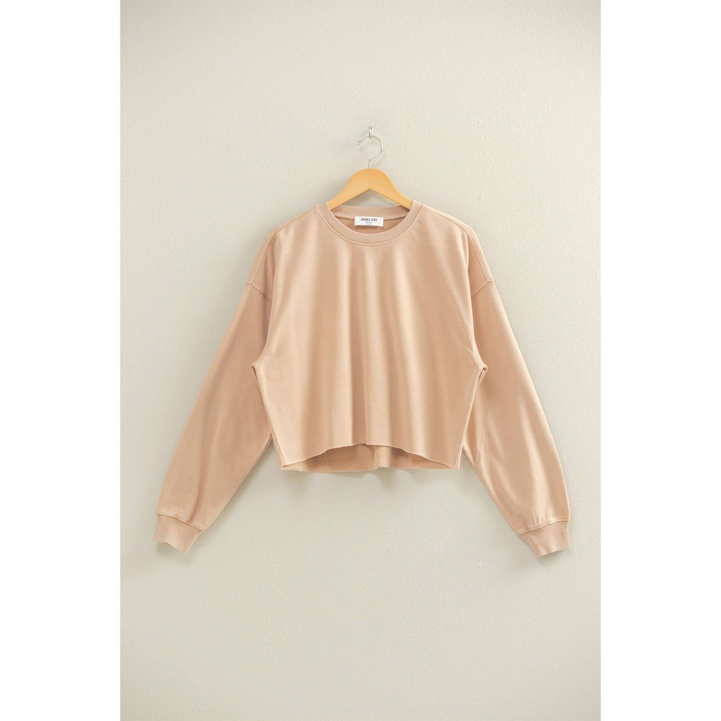 Cropped Crewneck Sweatshirt With Oversized Sleeves / Dark Taupe