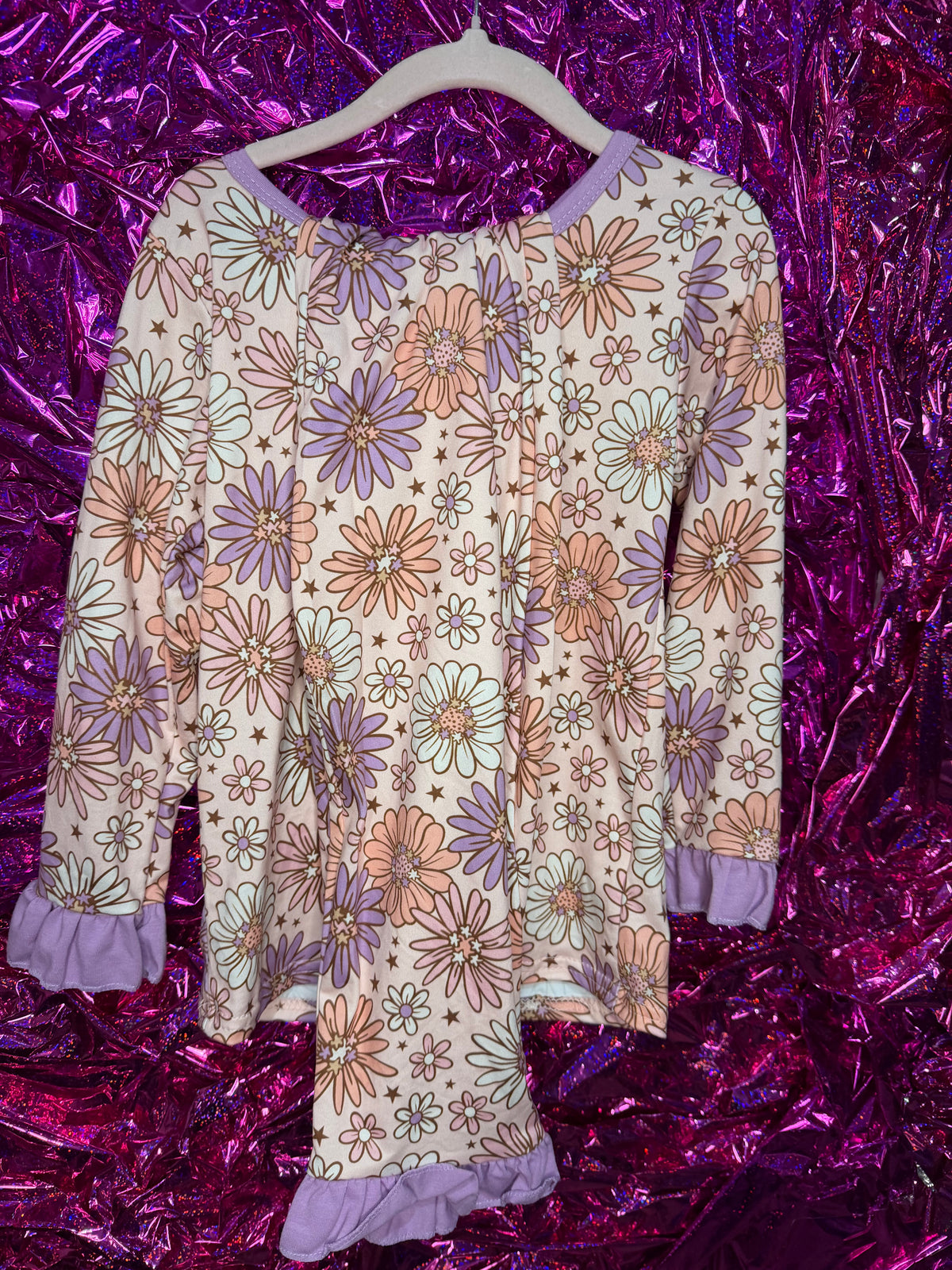 Purple Floral Pajama Set