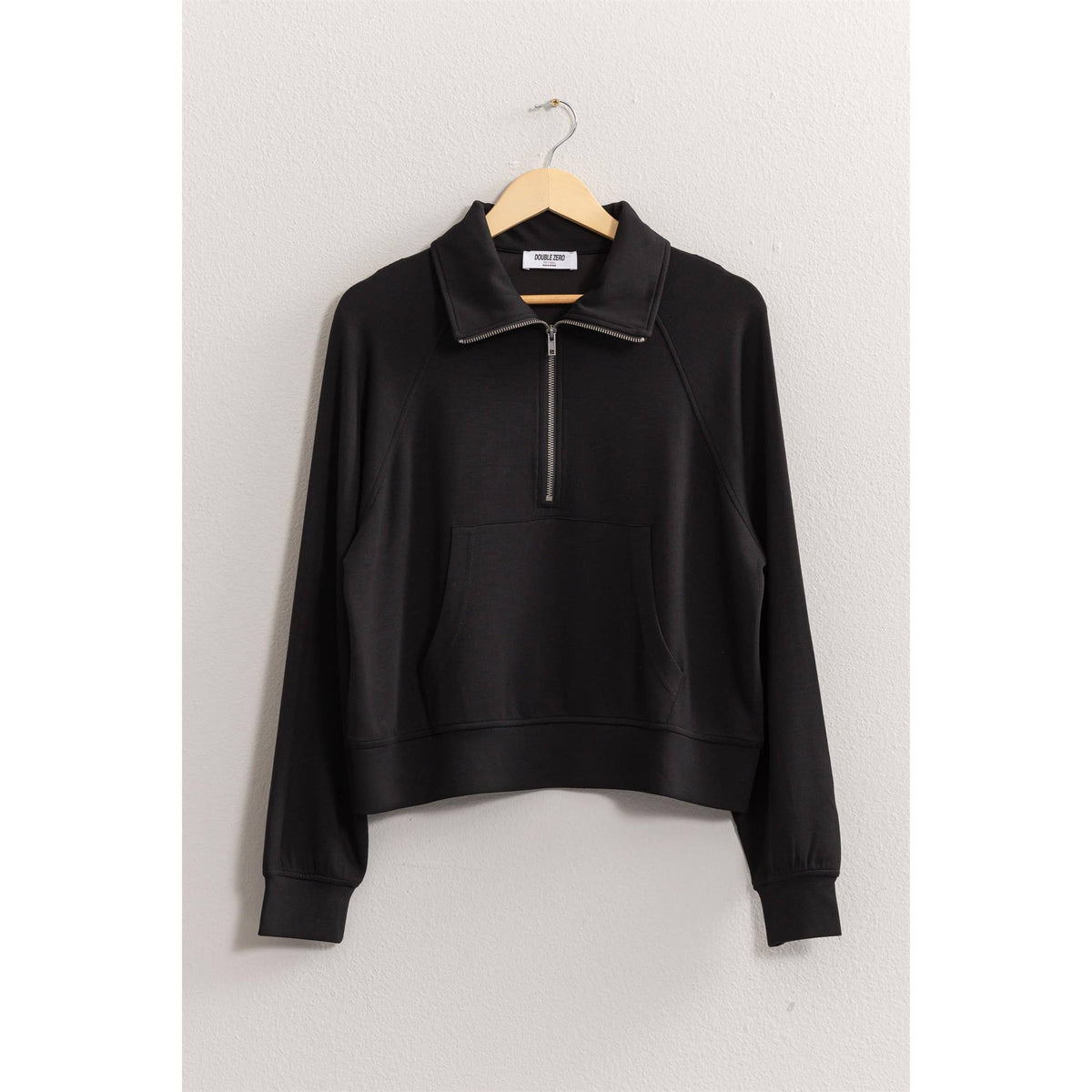 Half Zip-Up Collar Sweatshirt / Black