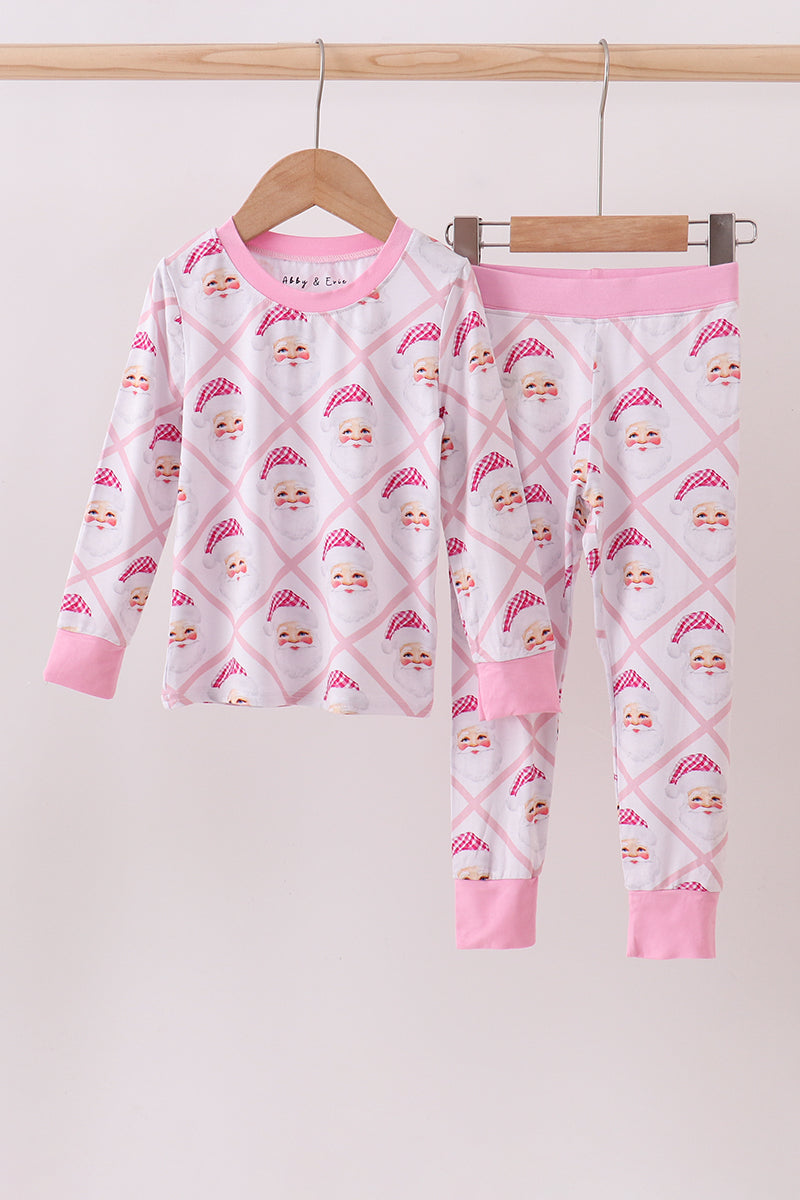 Pink santa claus bamboo pajamas set
