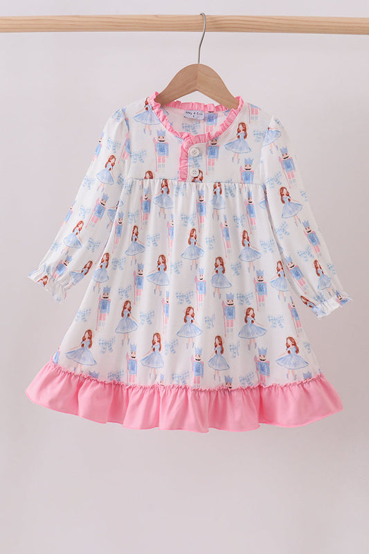 Pink bow nutcracker ruffle dress