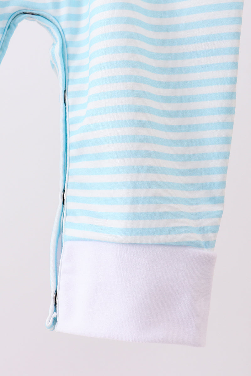 Blue heart french knot romper