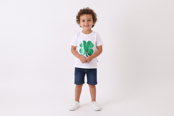 Pink clover glitter top