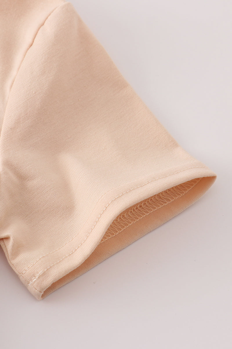 Beige french knot shorts set