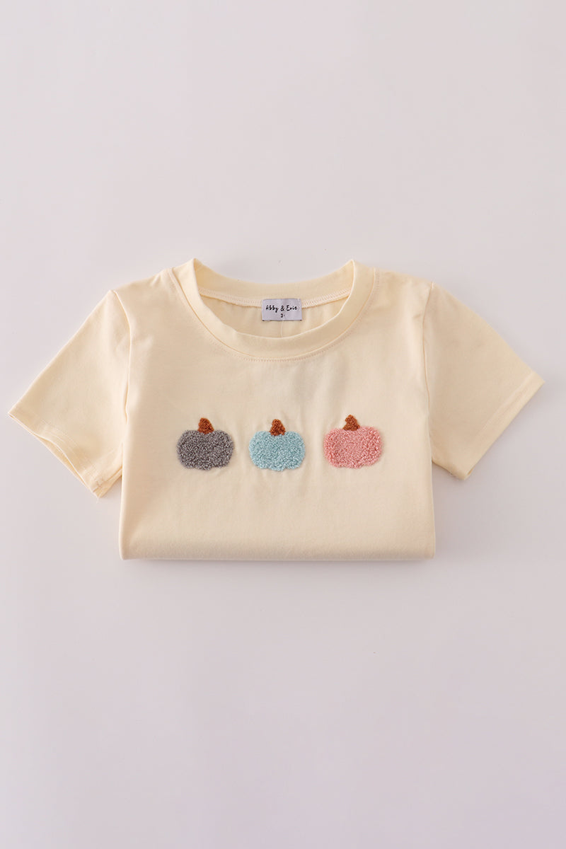 Neutral plaid french knot shorts set