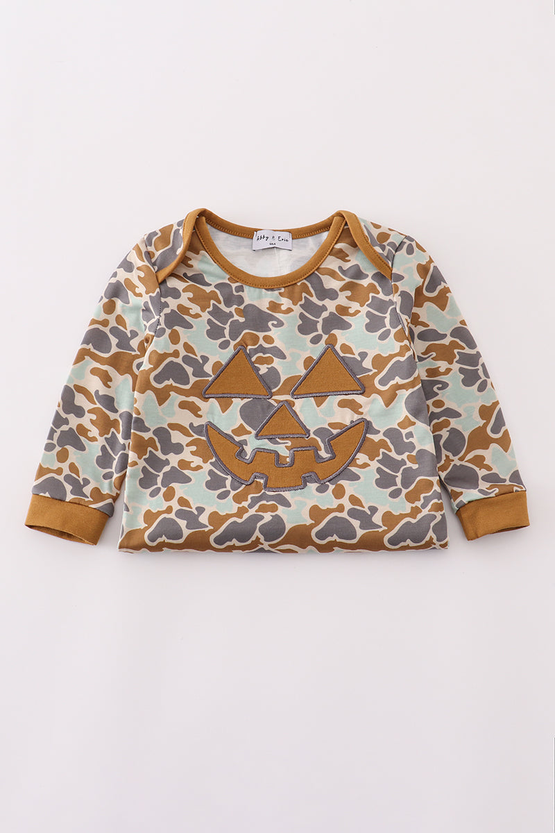 Halloween camouflage applique romper