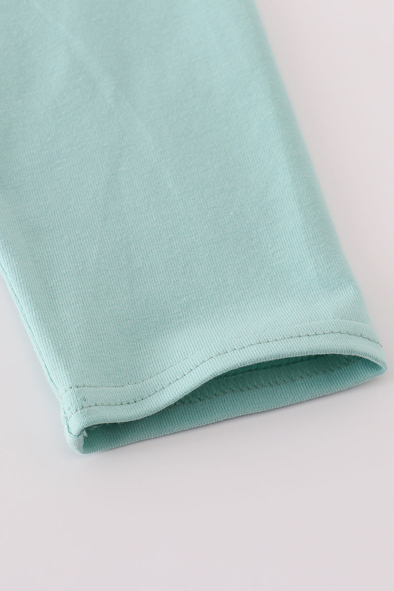 Green farm embroidery top