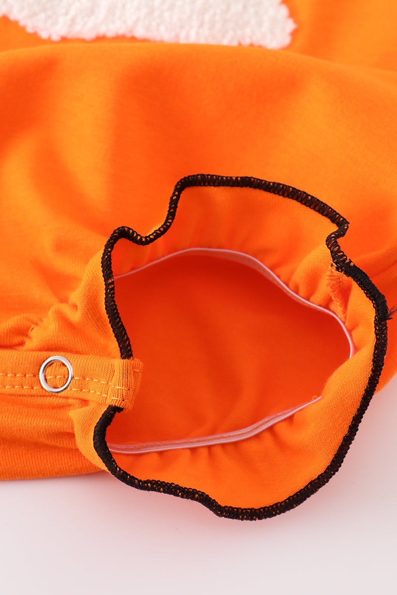 Orange halloween bluey french knot ruffle bubble