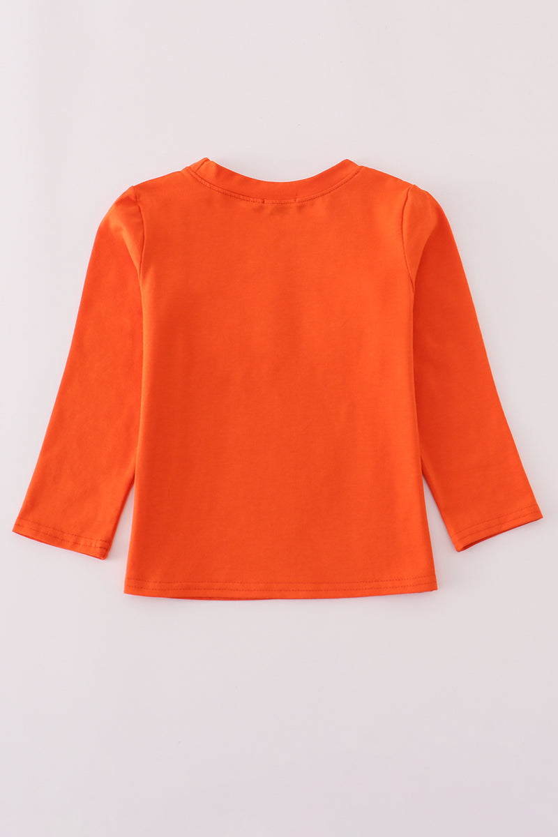 Orange turkey embroidery top