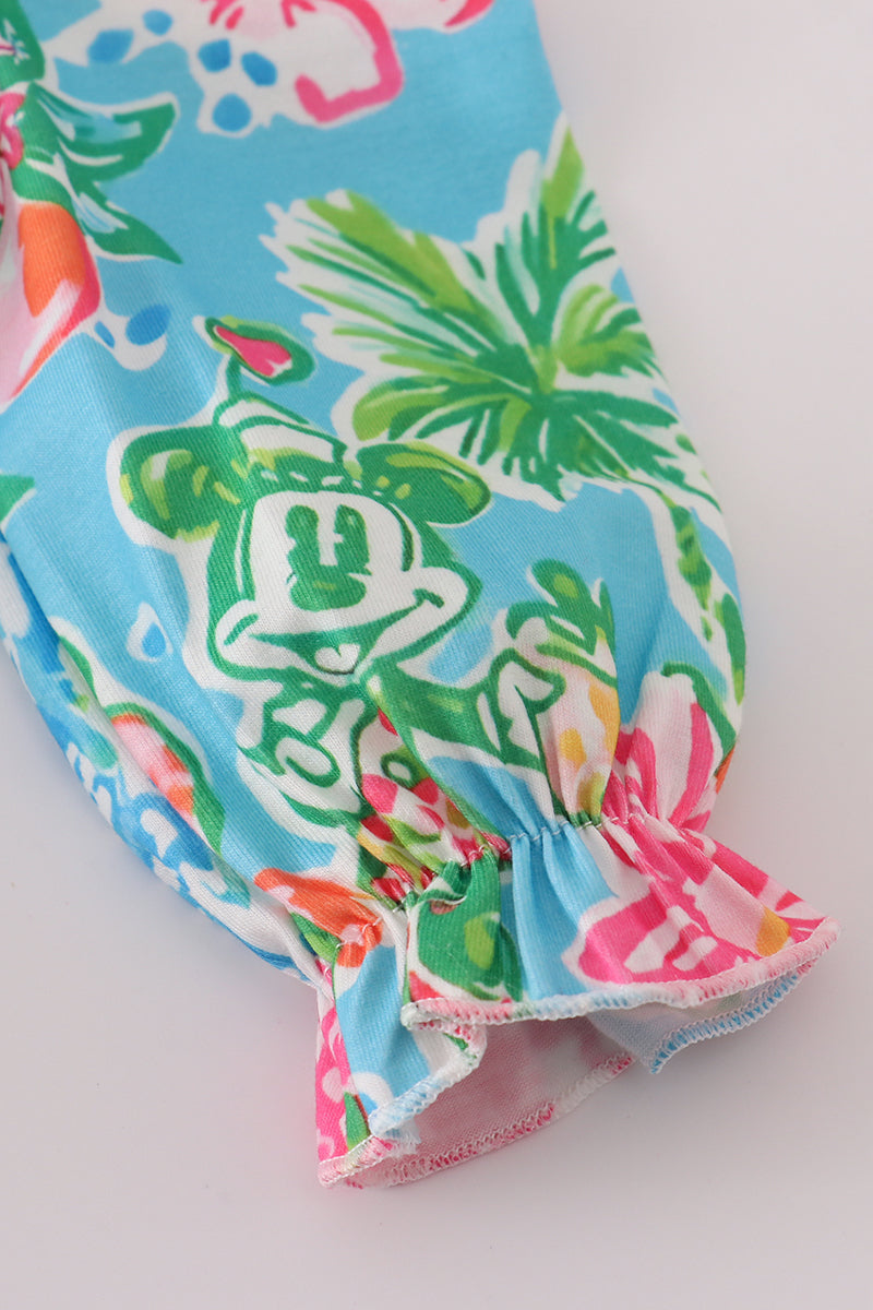 Green floral character applique bubble