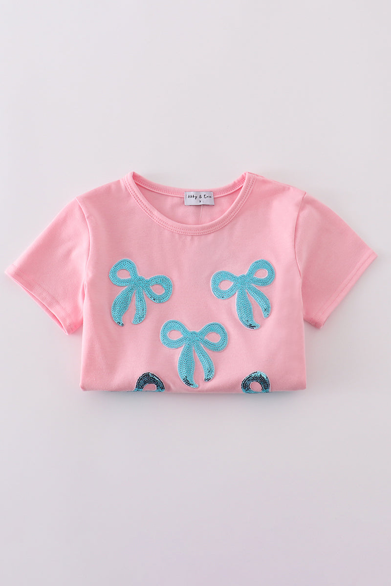 Pink bow sequin mom&me dress