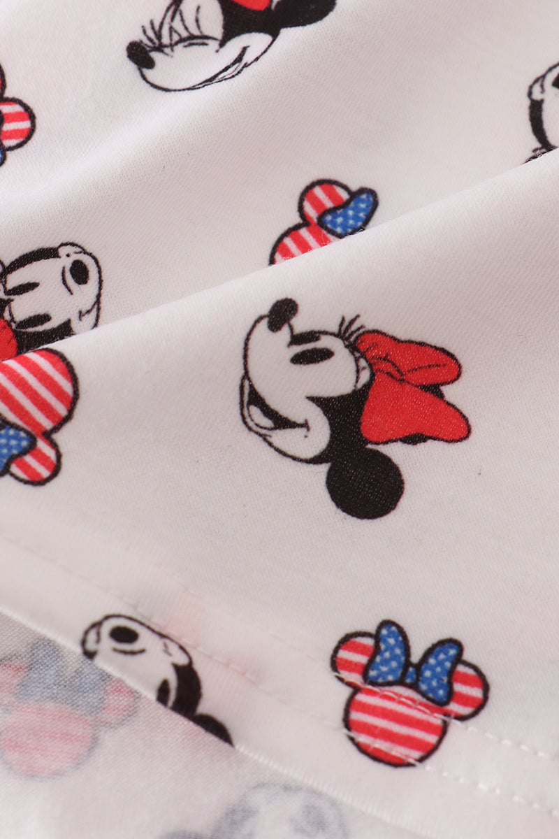 Character print bow applique mom&me dress