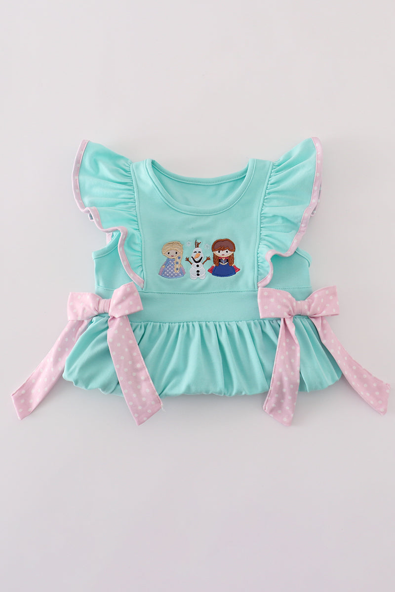 Blue character applique dress