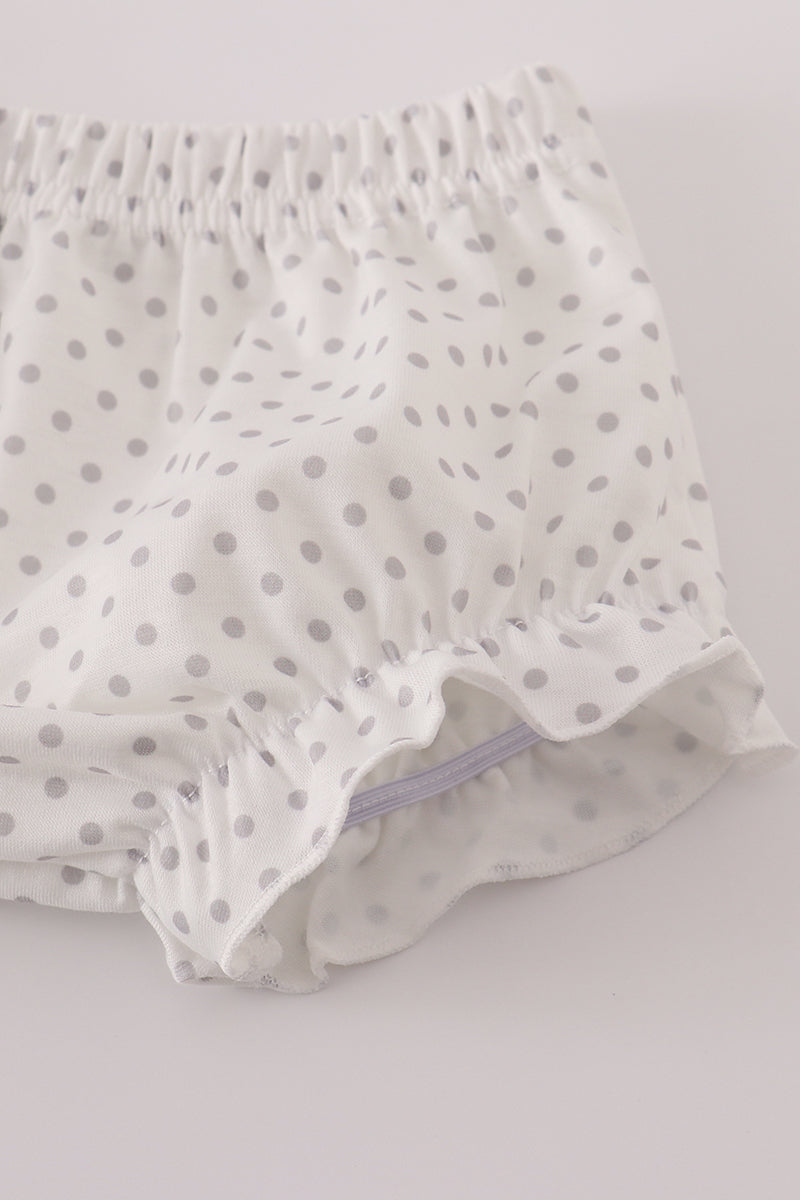 Green plaid sea shell french knot ruffle bloomer set