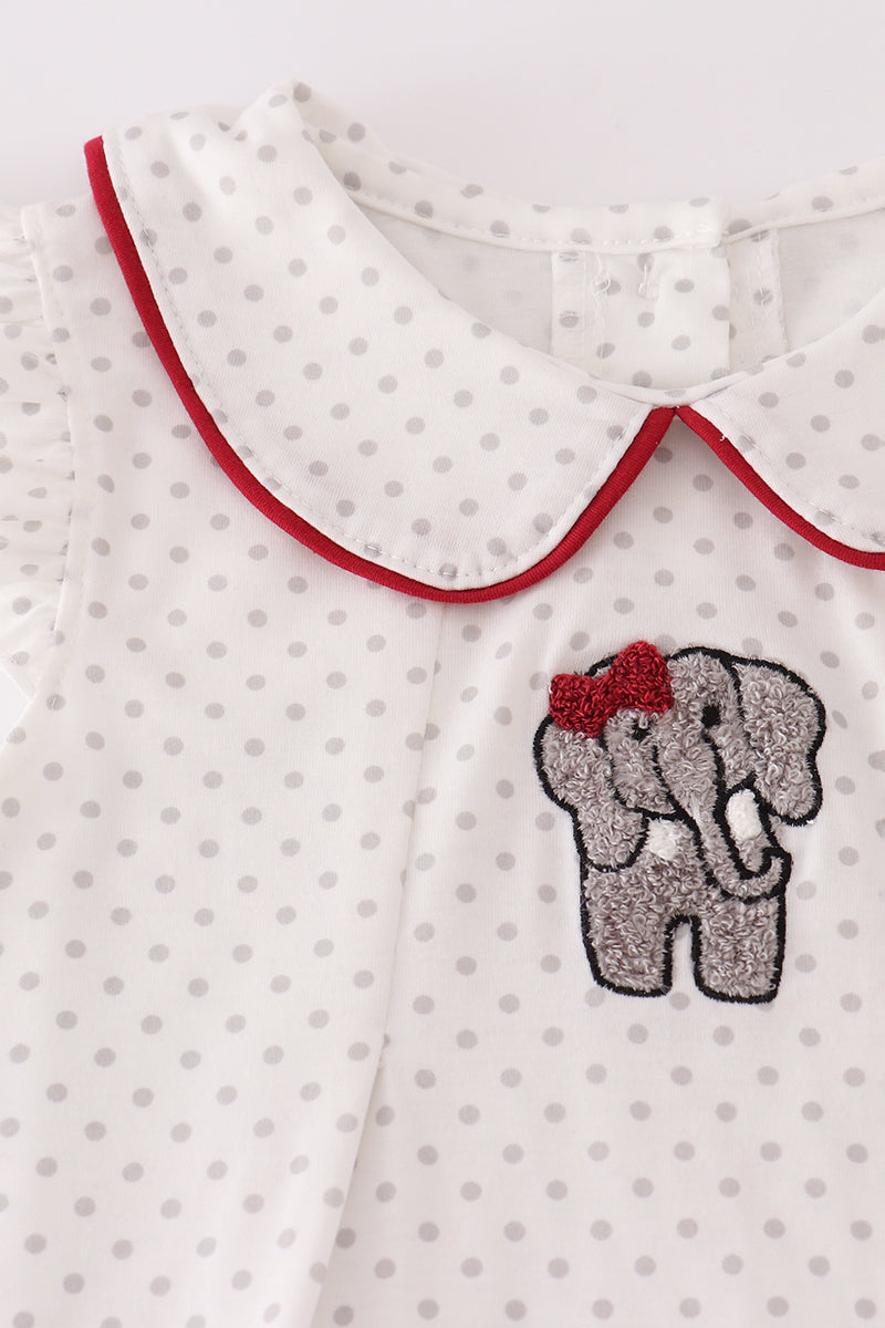 Alabama polka dot elephant french knot ruffle pants set