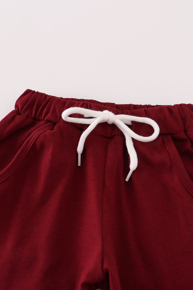 Maroon Mississippi embroidery pants set