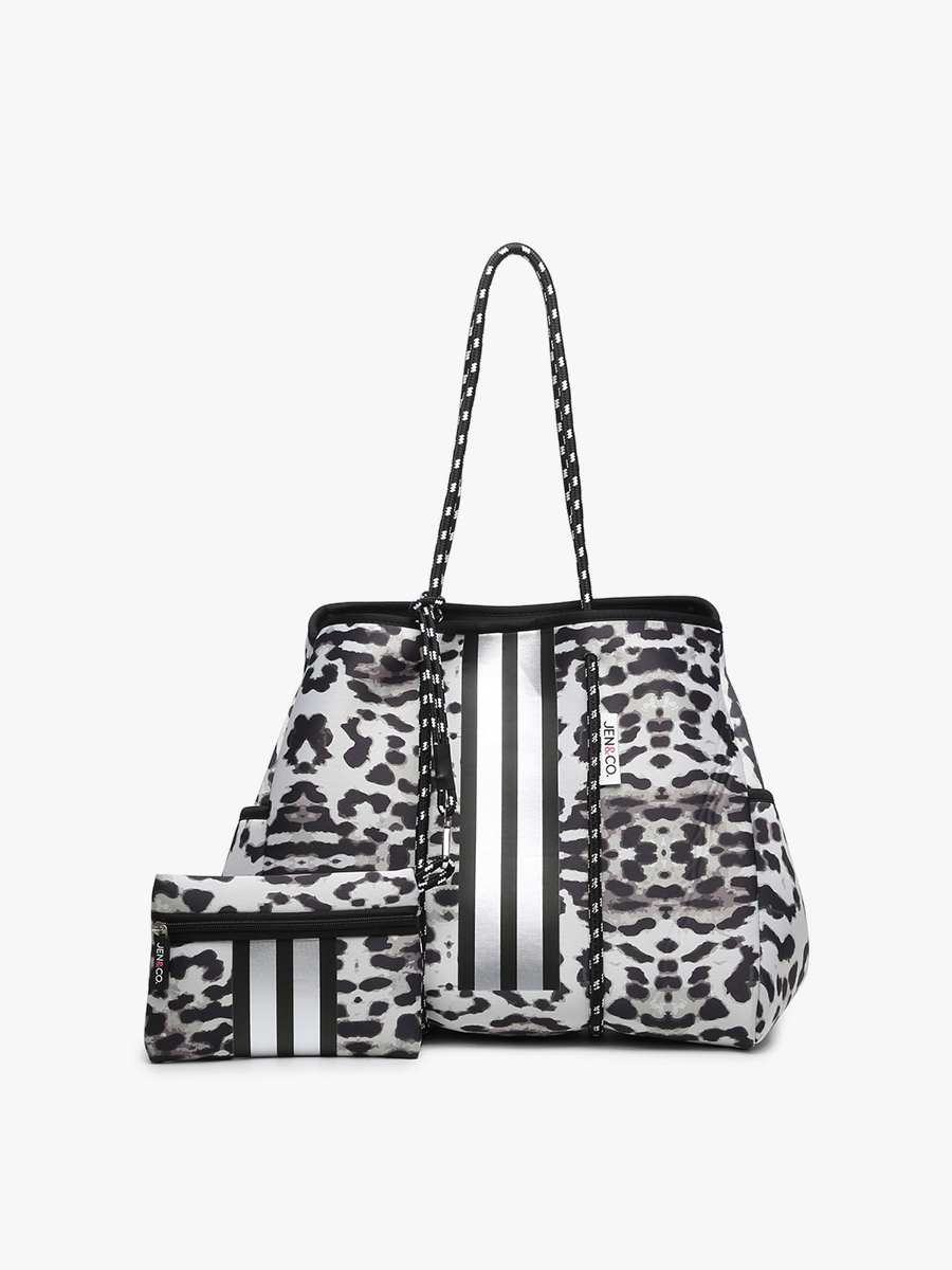 Annabella Large Striped Neoprene Tote