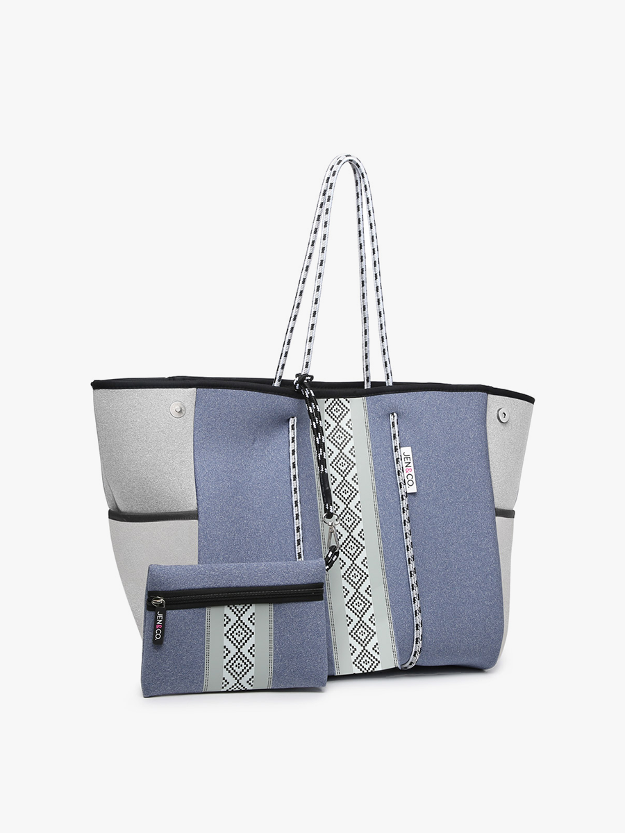 Annabella Large Striped Neoprene Tote