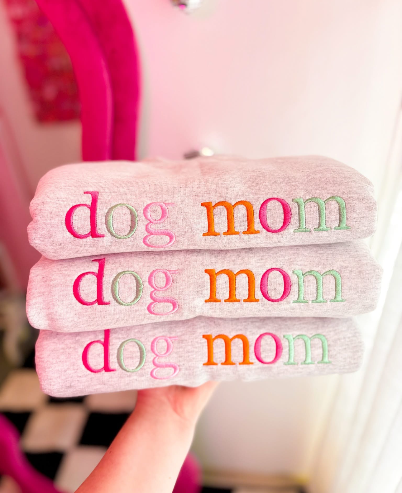 Dog Mom Embroidered Sweatshirt
