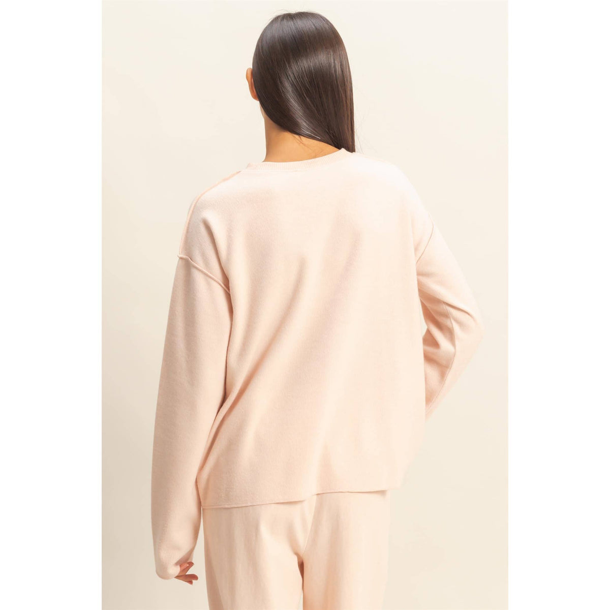 Reverse Seam Long Sleeve Top / Black