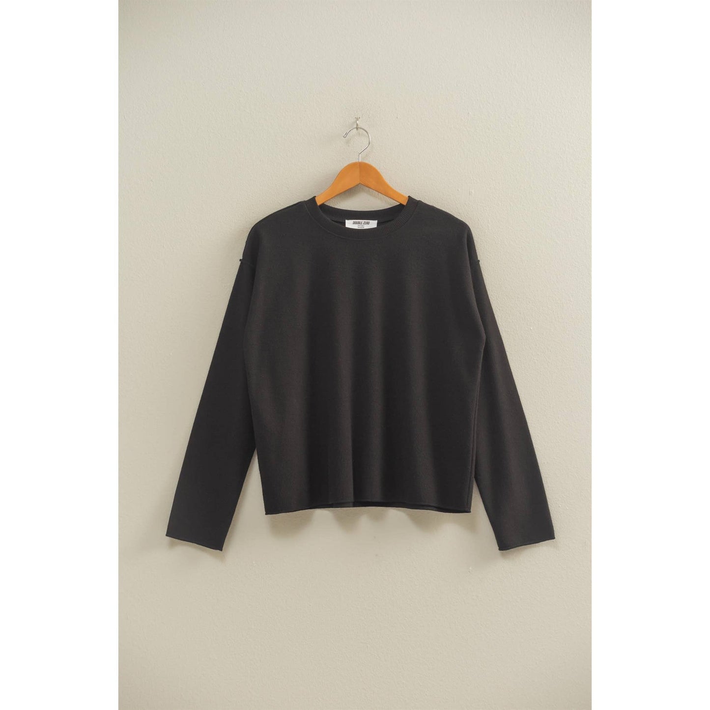 Reverse Seam Long Sleeve Top / Black