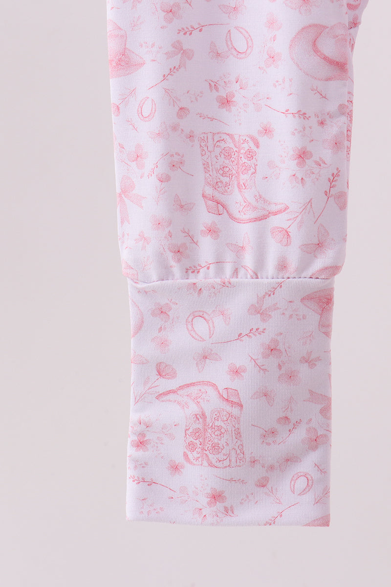 Premium pink boots bamboo romper