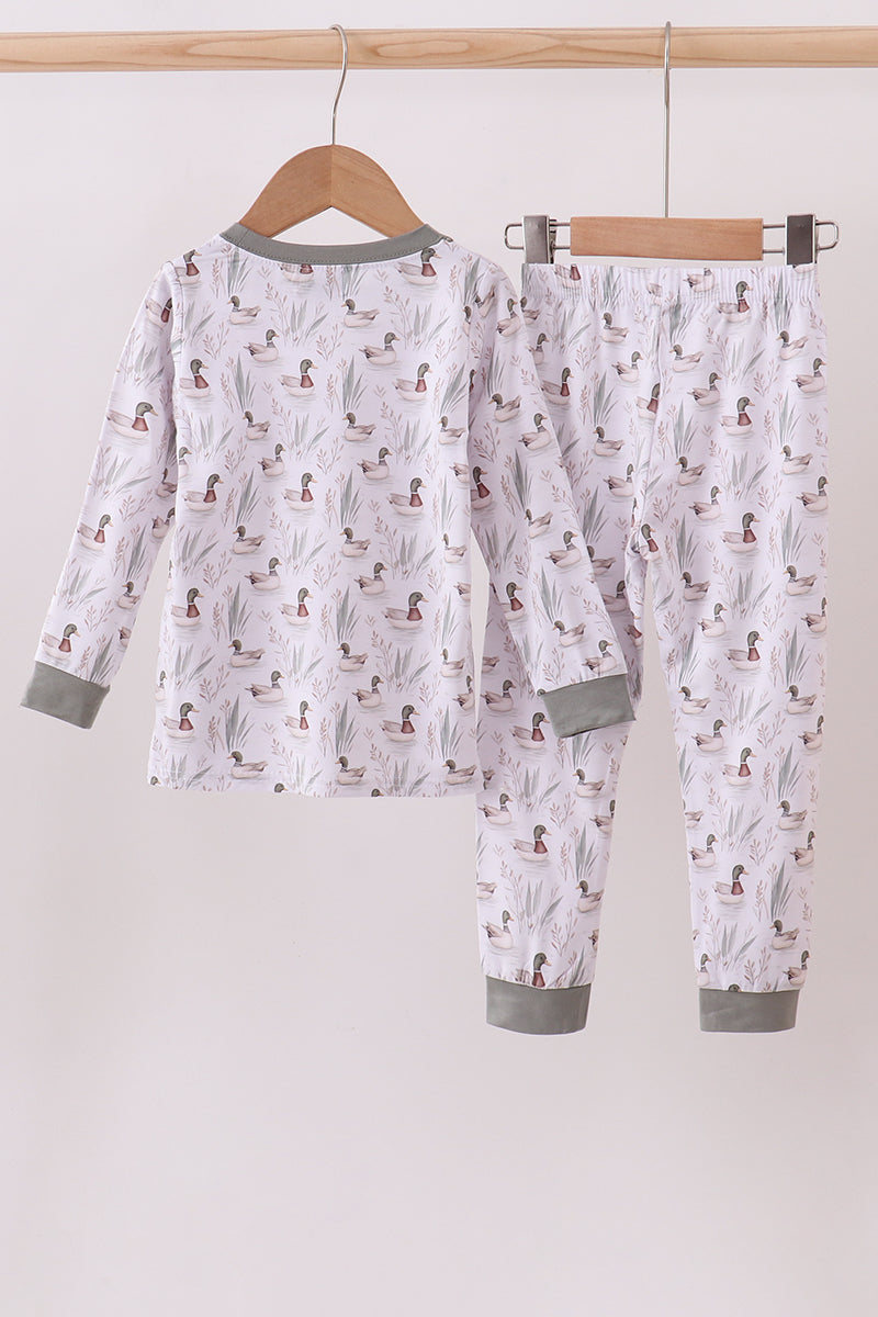 Premium green mallard print bamboo pants set