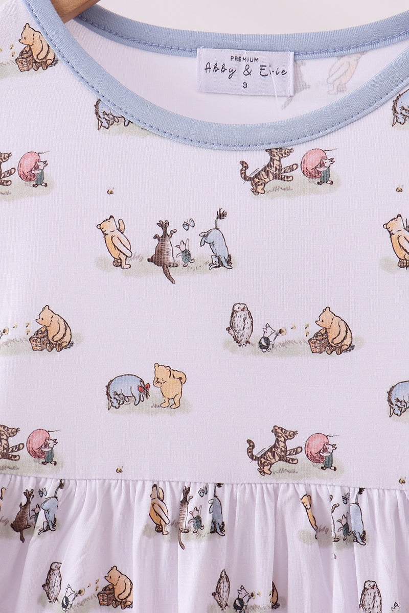 Premium blue character print bamboo dress