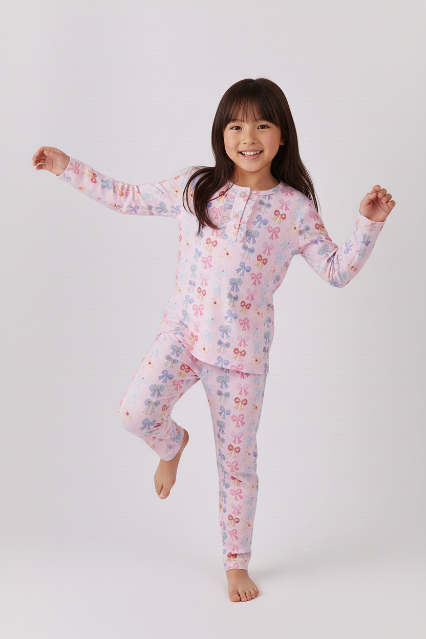 Premium whimsical bows bamboo pants set