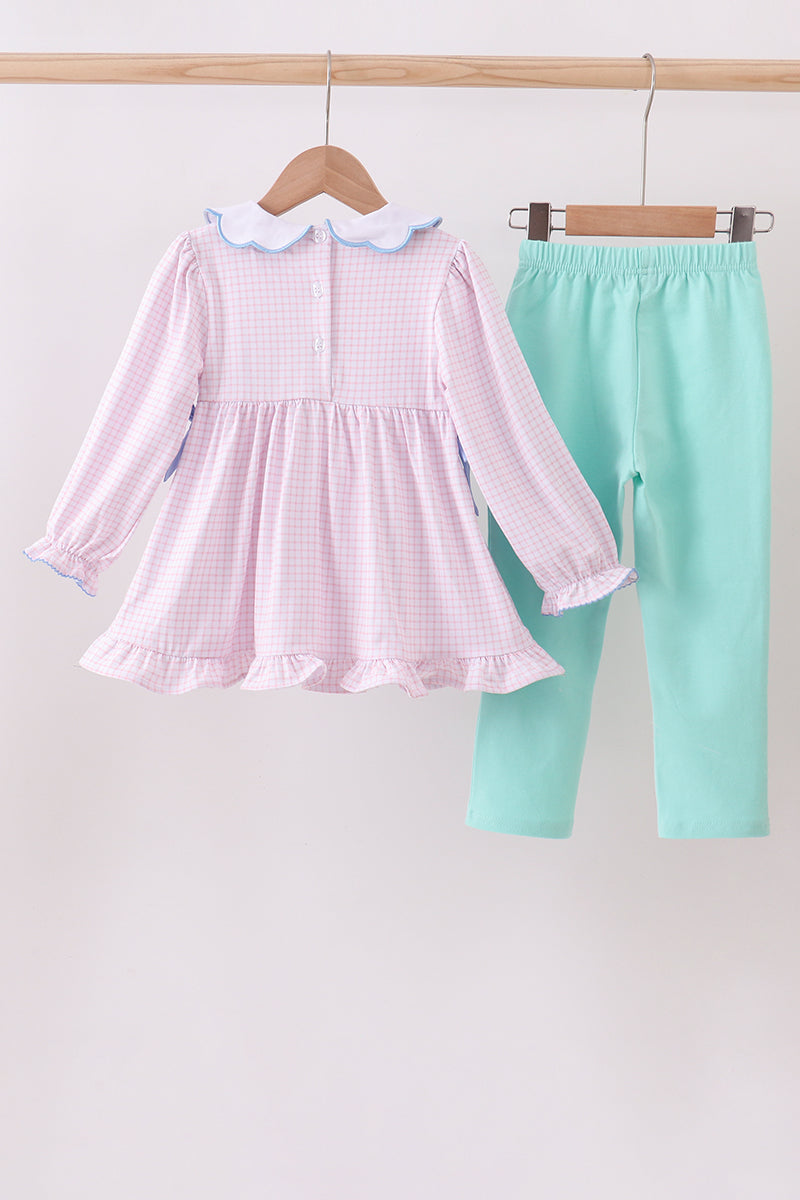 Premium turkey embroidery gingham pants set