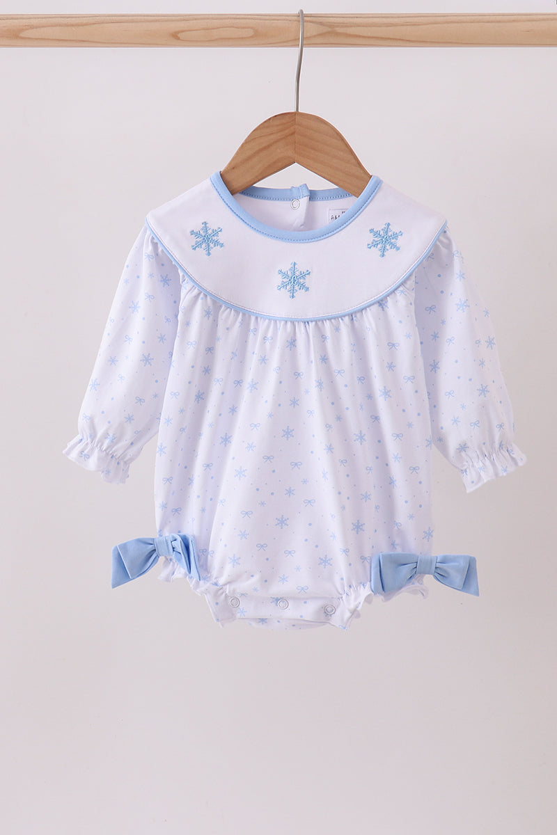 Premium blue snow bow embroidery bubble