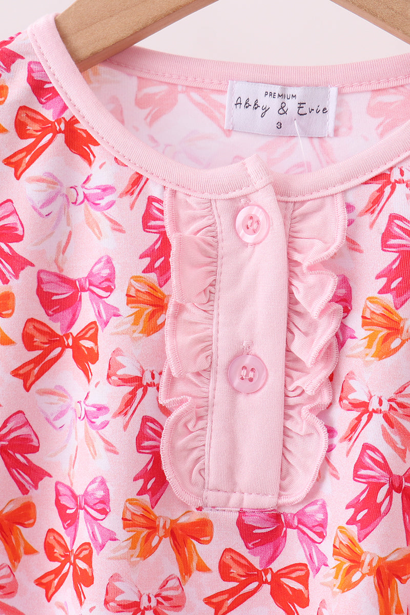 Premium berry blossom bows bamboo pants set