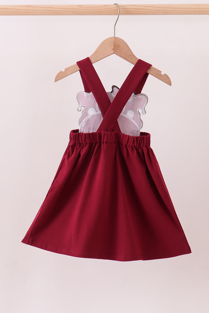 Premium Maroon Georgia bulldog applique dress