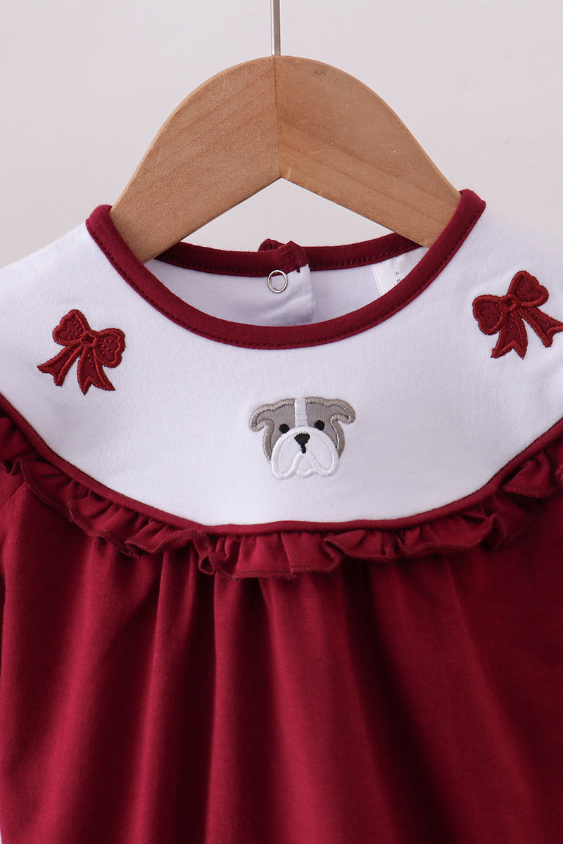 Premium Maroon Georgia bulldog bow embroidery bubble