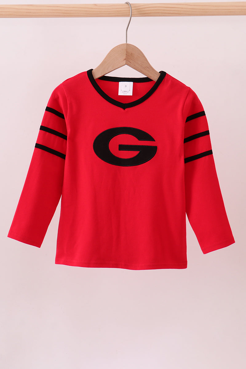 Premium Red Georgia applique top