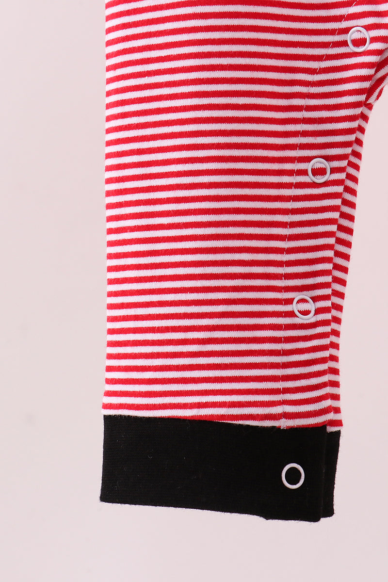Premium Red Georgia stripe bulldog romper