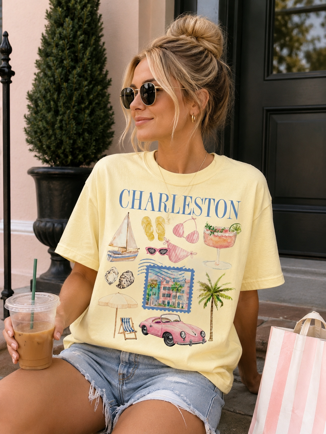 Yellow Paradise Charleston Graphic Tee - Butter Yellow