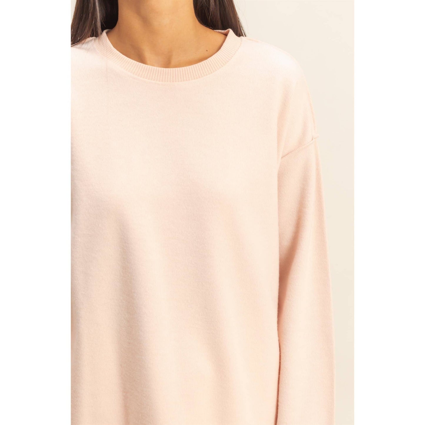 Reverse Seam Long Sleeve Top / Black