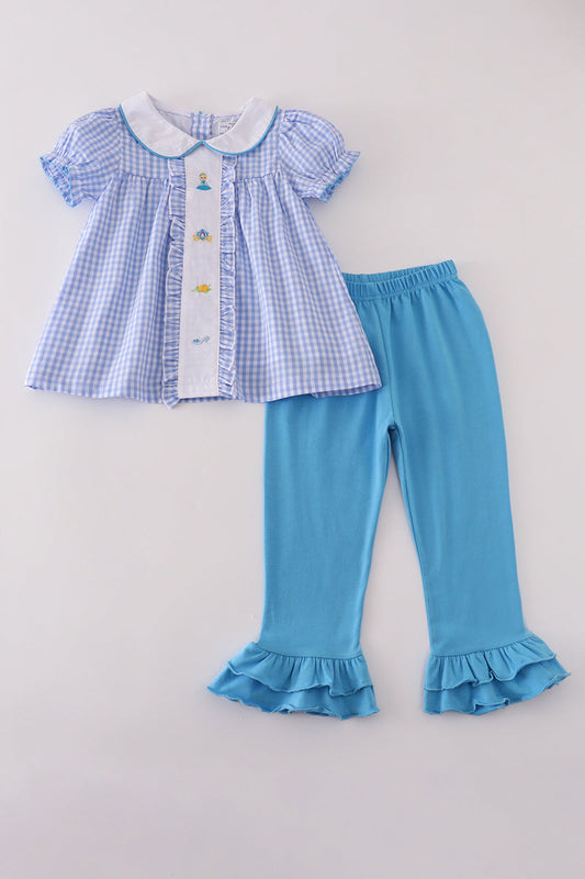 Blue princess pumpkin ruffle set
