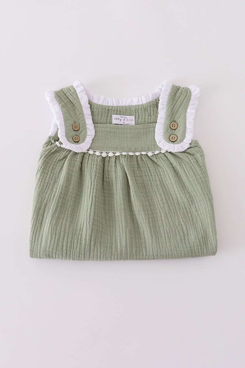 Premium sage ruffle pants set