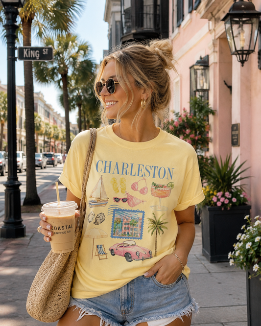 Yellow Paradise Charleston Graphic Tee - Butter Yellow