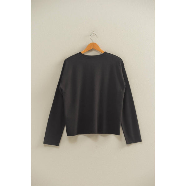 Reverse Seam Long Sleeve Top / Black