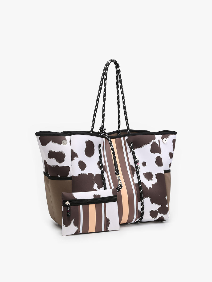 Annabella Large Striped Neoprene Tote