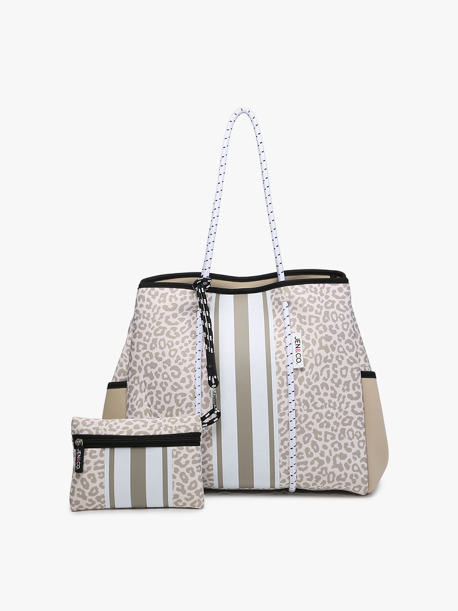Annabella Large Striped Neoprene Tote